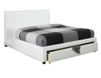 Photo 1 of (Incomplete - Headboard Only) SIMPLE RELAX - Faux Leather White Upholstered Full Size Bed