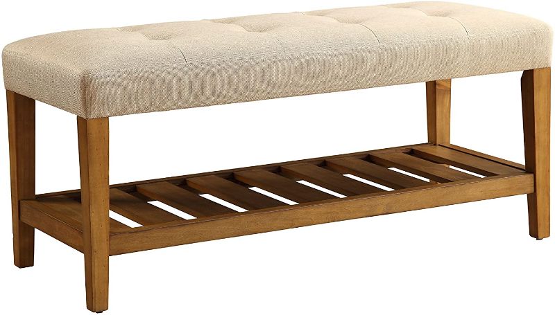 Photo 1 of (Used) ACME Furniture 96682 Charla Bench, Beige & Oak, One Size
