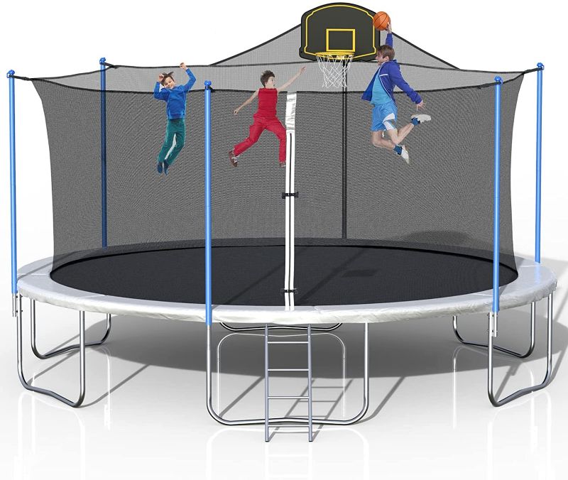 Photo 1 of (Incomplete - Parts Only) Tatub 16FT Trampoline for Kids and Adults Outdoor Recreational Trampoline with Enclosure Net Basketball Hoop and Ladder
