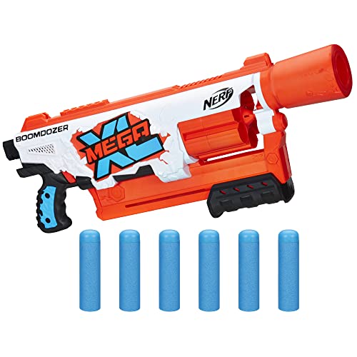 Photo 1 of NERF Mega XL Boom Dozer Blaster, Largest Mega Darts Ever, XL 6-Dart Rotating Drum, 6 Mega XL Whistler Darts
