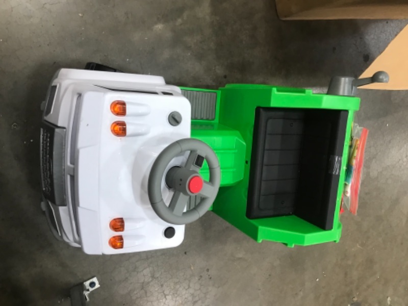 Photo 2 of ***PARTS ONLY*** Kid Trax Real Rigs Toddler Recycling Truck Interactive Ride On Toy, Kids Ages 1.5-4 Years, 6 Volt Battery and Charger, Sound Effects, 9 Recycling Accessories Included (KT1535TG) , Green
