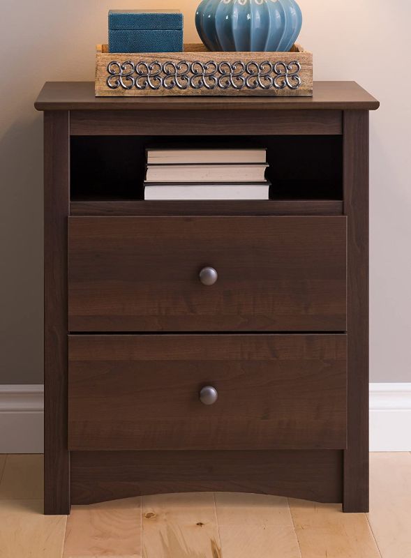 Photo 1 of (Used - Incomplete - Damaged)  Prepac Fremont 2 Drawer Nightstand with Open Shelf, Espresso, Tall
