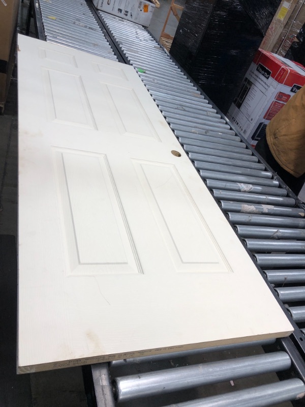 Photo 2 of 30 in. x 80 in. Textured 6-Panel Hollow Core Primed Composite Interior Door Slab with Bore
