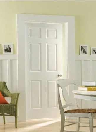 Photo 1 of 30 in. x 80 in. Textured 6-Panel Hollow Core Primed Composite Interior Door Slab with Bore
