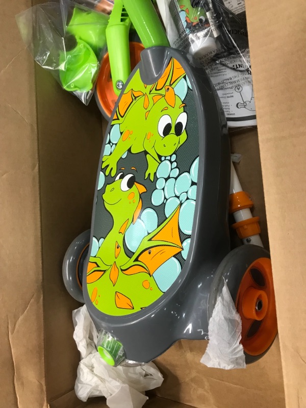 Photo 5 of Huffy Kid Toy 6V 2 in 1 Bubble Scooter (Dragons) Toy, Green
