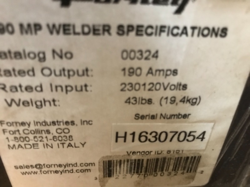 Photo 4 of Forney 190 MP Welder, "3-in-1" Multiple Welding Processes, 120/230 Volt 