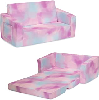 Photo 1 of Delta Children Cozee Flip-Out Sofa - 2-in-1 Convertible Sofa to Lounger for Kids, Pink Tie Dye
