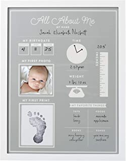 Photo 1 of Pearhead All About Me Baby’s 1st Year Frame and Clean-Touch Ink Pad, Baby Highlight Board, Creative Baby Keepsakes, Gray
