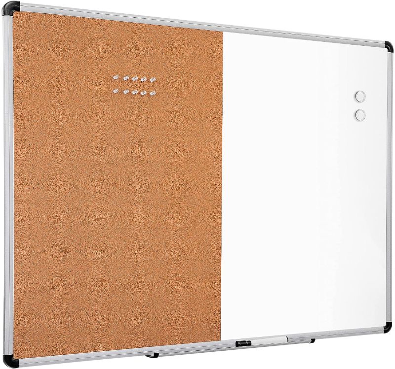 Photo 1 of Amazon Basics Combo Magnetic Whiteboard Dry Erase Board/Cork Board 35" x 47"
