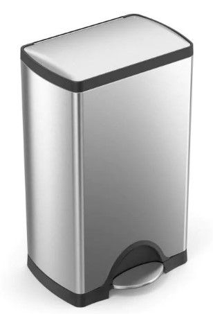 Photo 1 of 38-Liter Fingerprint-Proof Brushed Stainless Steel Rectangular Step-On Trash Can
