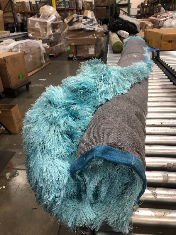 Photo 2 of **SEE COMMENTS*** Turquoise Blue Color 8'x10' Feet Shag Shaggy Solid Plush Fluffy Fuzzy Furry Flokati Decorative Designer Area Rug Carpet Rug