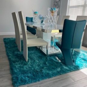 Photo 1 of **SEE COMMENTS*** Turquoise Blue Color 8'x10' Feet Shag Shaggy Solid Plush Fluffy Fuzzy Furry Flokati Decorative Designer Area Rug Carpet Rug