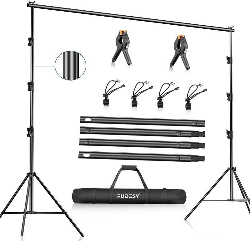 Photo 1 of *READ BELOW** FUDESY Photo Video Studio 10 x 10Ft Heavy Duty Adjustable Backdrop Stand,Background Support System for Photography with Carry Bag,Two Pieces Spring Clamps
