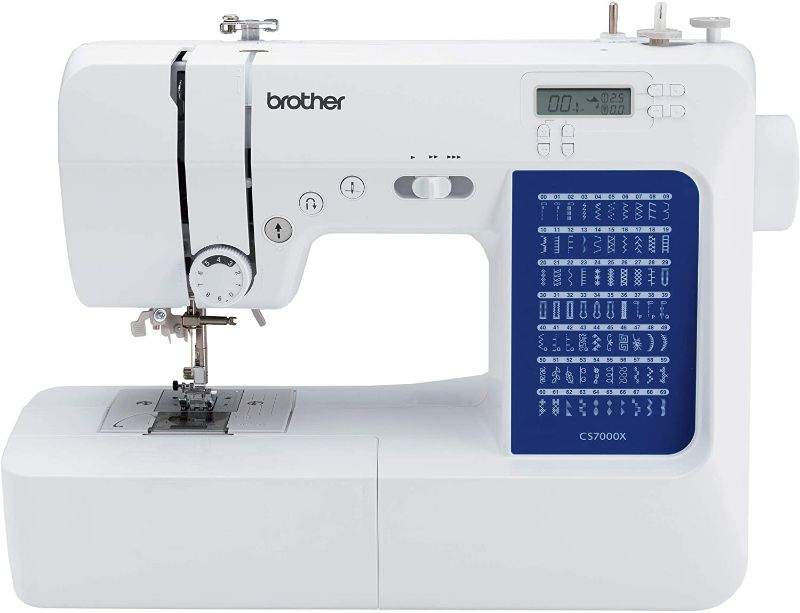 Photo 1 of Brother CS7000X Computerized Sewing and Quilting Machine, 70 Built-in Stitches, LCD Display, Wide Table, 10 Included Feet, White
