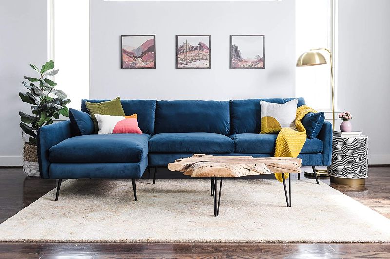 Photo 1 of (Used - Incomplete) ALBANY PARK 114 ' Mid Century Modern Sofa Left Facing Sectional, Blue
