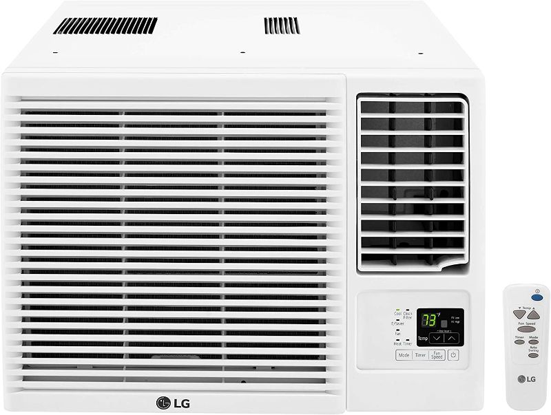 Photo 1 of (Used - Parts Only) LG LW1216HR 11,500/12,000 230V Window-Mounted Air Conditioner with 9,200/11,200 BTU Supplemental Heat Function, 12000, White
