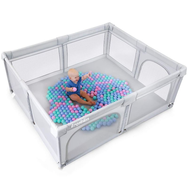 Photo 1 of (Used - Parts Only) ANGELBLISS Baby Playpen, Extra Large Playard, Indoor & Outdoor Kids Activity Center with Anti-Slip Base, Sturdy Safety Play Yard with Breathable Mesh, Kid's Fence for Infants Toddlers(Grey,71”x59”)
