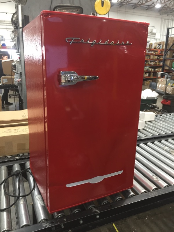 Photo 2 of (Used) Frigidaire Retro Bar Fridge Refrigerator with Side Bottle Opener, 3.2 cu. ft, Red
