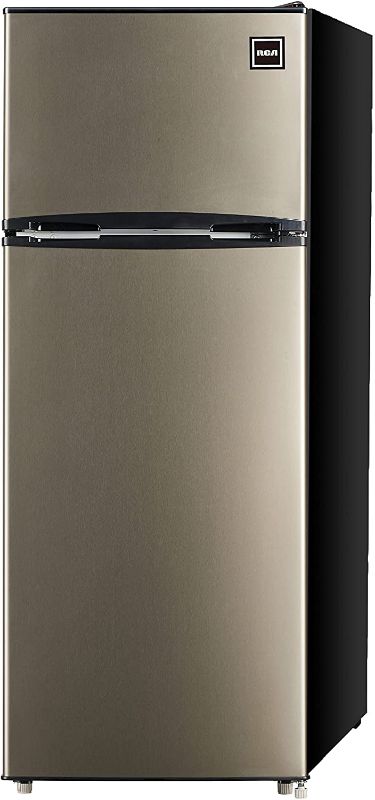 Photo 1 of RCA RFR725 EFR749 2 Door Apartment Size Refrigerator with Freezer, 7.5 cu. ft, Platinum, Stainless
