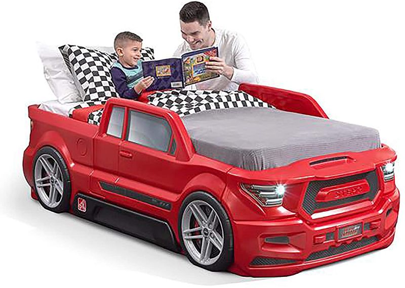 Photo 1 of (Incomplete - 1 of 3 Boxes Only) Step2 Turbocharged Twin Truck Kids Bed, Red
