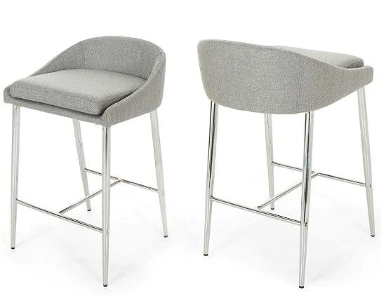 Photo 1 of *Loose hardware, may be incomplete*
Fanny Upholstered Counter Stools, Modern, Upholstered (Set of 2)