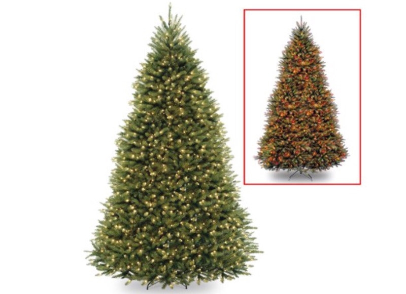 Photo 1 of *Tested and functioned properly* National Tree Co. 9 Foot Dunhill Fir Hinged Fir Pre-Lit Christmas Tree, One Size , Green