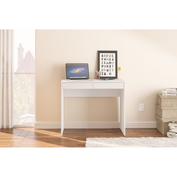 Photo 1 of Polifurniture Tijuca Engineered Wood 2 Drawer Home Office Desk in White
Dimension: (H x W x D) 29” x 35” x 17”