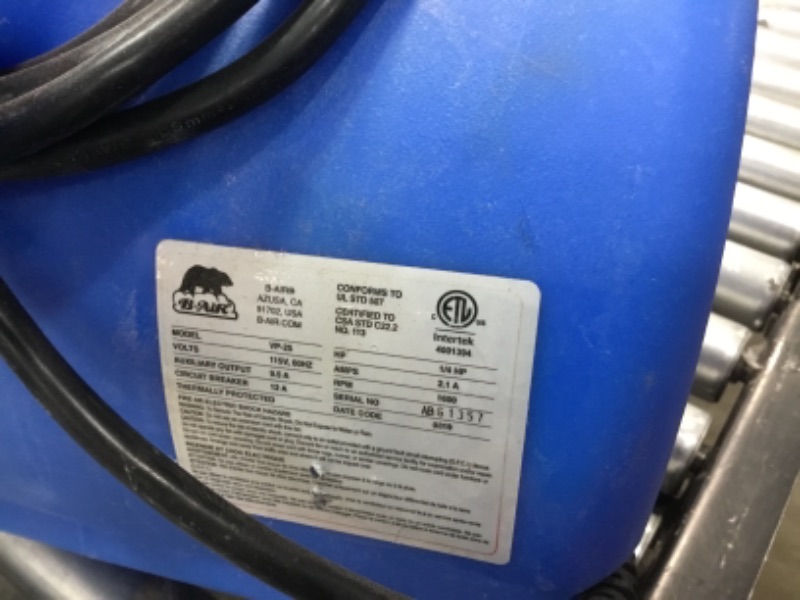 Photo 1 of ***PARTS ONLY*** B-Air VP-25 1/4 HP 900 CFM Air Mover for Water Damage Restoration Equipment Carpet Dryer Floor Blower Fan Home and Plumbing Use, Blue