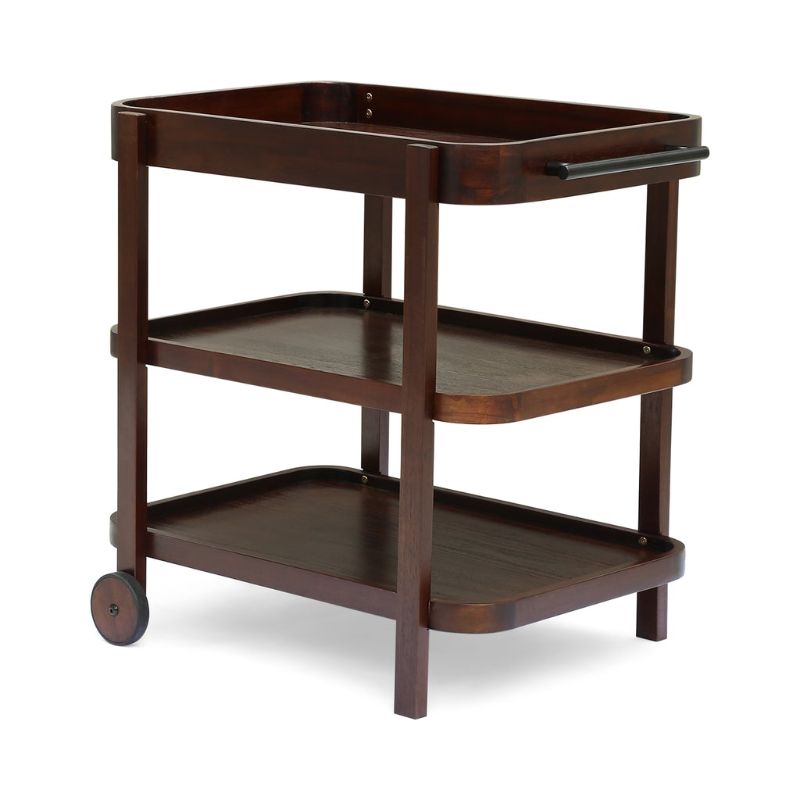 Photo 1 of (stock photo for reference only not exact item)
Morse Rustic Acacia Wood Bar Cart with Shelves