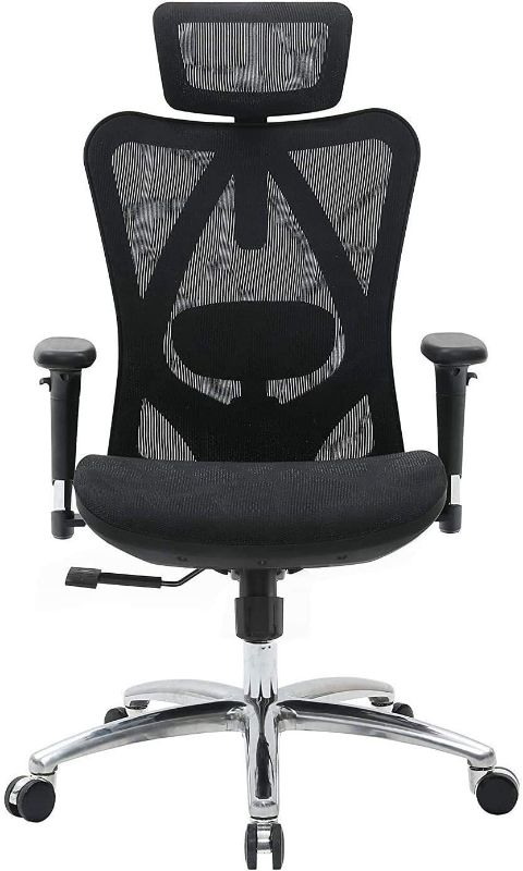 Photo 1 of SIHOO Ergonomic Adjustable Office Chair with 3D Arm Rests and Lumbar Support - High Back with Breathable Mesh - Mesh Seat Cushion - Adjustable Head & Reclines(Black)

RIPPED ON SEAT