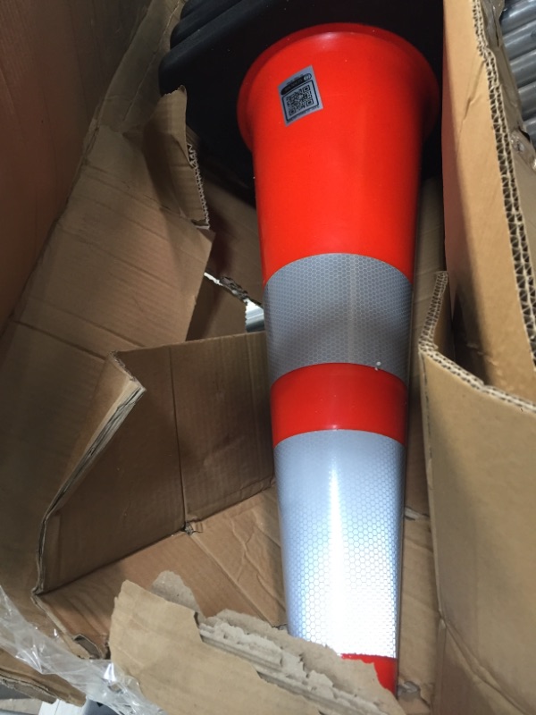 Photo 3 of (8 Cones) BESEA 28” inch Orange PVC Traffic Cones, Black Base Construction Road Parking Cone Structurally Stable Wearproof (28" Height)
