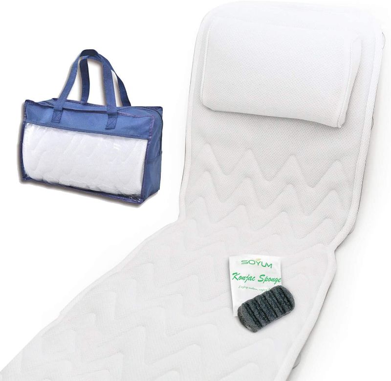 Photo 1 of  Full Body Bath Pillow - Non-Slip, Plus Konjac Bath Sponge, Luxurious Mat, Bath Pillows for Tub Neck and Back Support

