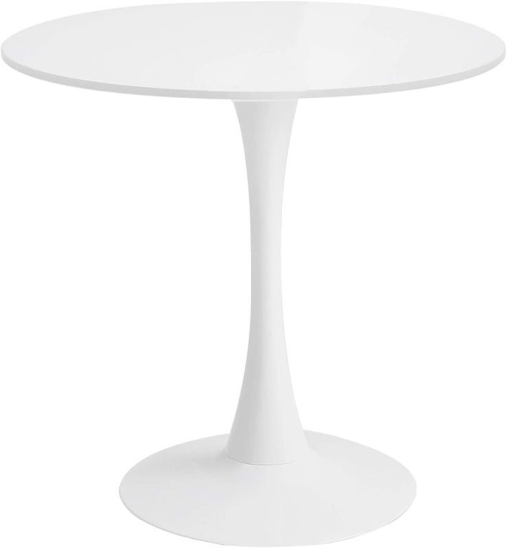 Photo 1 of ?Roomnhome? Self-Assembly ?39'' Round Table, Sturdy décor Table with a Combination of Iron Frame and 0.7'' Thickness MDF top White Round Table
