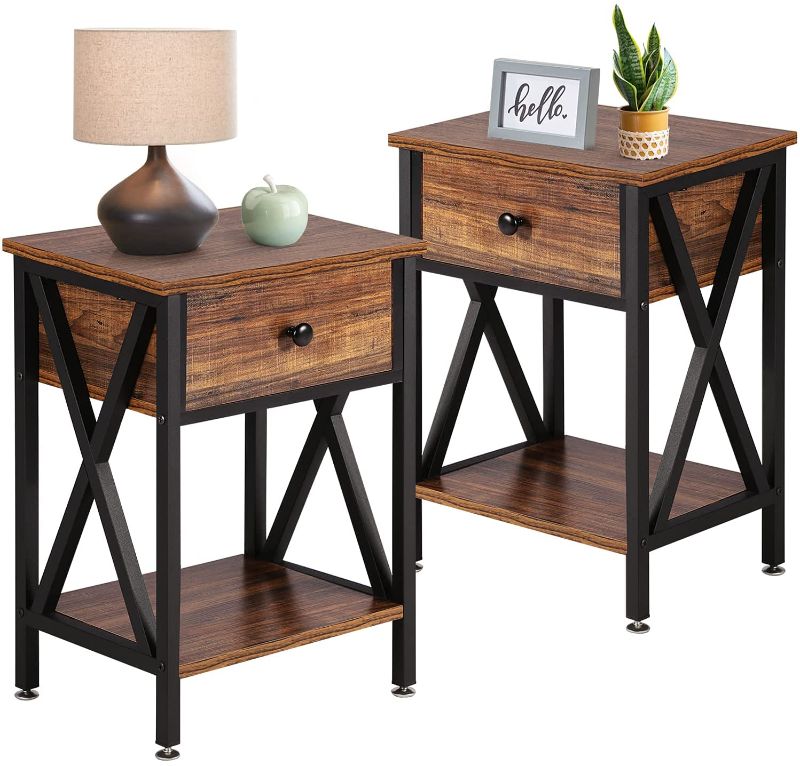 Photo 1 of 1 END TABLE**VECELO Nightstand Modern Side End SofaTable Night Stand with Bin Drawer for Living Room Bedroom