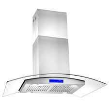 Photo 1 of 36 in. Ducted Island Range Hood in Stainless Steel with LED Lighting and Permanent Filters
