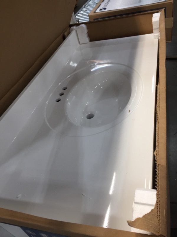 Photo 2 of Newport 49 in. AB Engineered Composite Vanity Top with Basin in White
**OPENED**