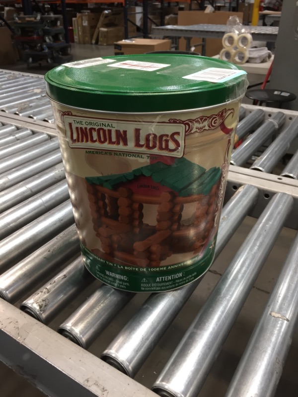 Photo 2 of Lincoln Logs 100th Anniversary Tin. 111 Pieces
**OPENED**