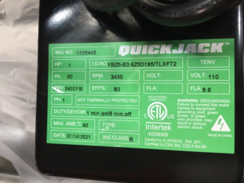 Photo 7 of USED Alternate Power Unit QUICK JACK YBZ5-E0.6Z5D195/TL.XFT2
**USED, COVERED IN OIL**