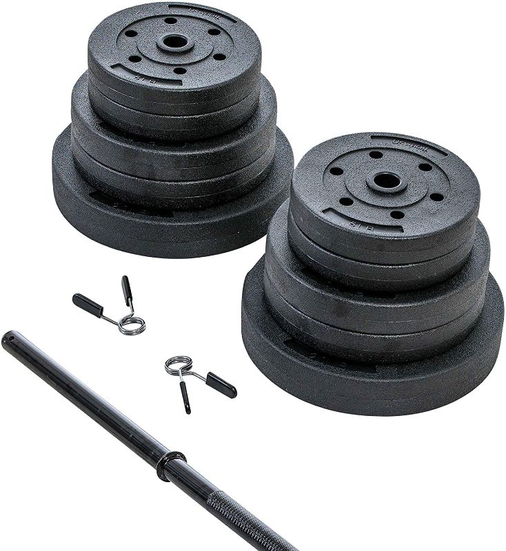 Photo 1 of (MISSING BAR, WEIGHTS ONLY) US Weight New 100 lb. Traditional Barbell Weight Set with New Upgraded 12-Gauge Steel Bar and Spring Locking Clips - Includes 20, 10 and 5 lb. Weights
**WEIGHTS ONLY**
