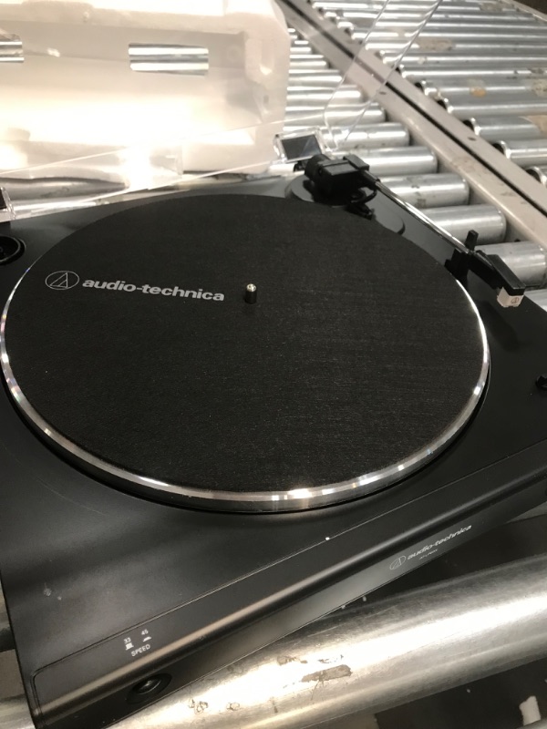 Photo 1 of Audio-Technica AT-LP60X-BK Fully Automatic Belt-Drive Stereo Turntable, Black, Hi-Fi, 2 Speed, Dust Cover, Anti-Resonance, Die-Cast Aluminum Platter
 *** BROKEN CLIP & SCRATCHED VIEW PICTURES ***