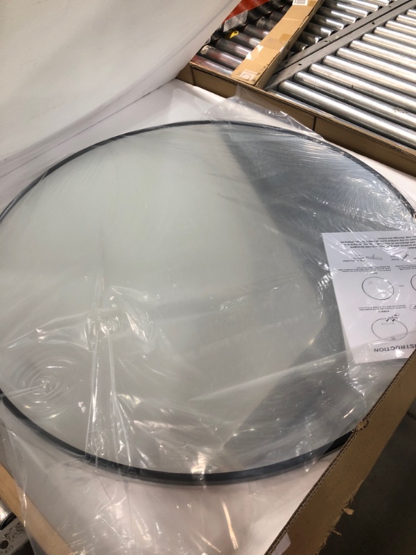 Photo 2 of 36 Inch Black Round Mirror with Metal Frame