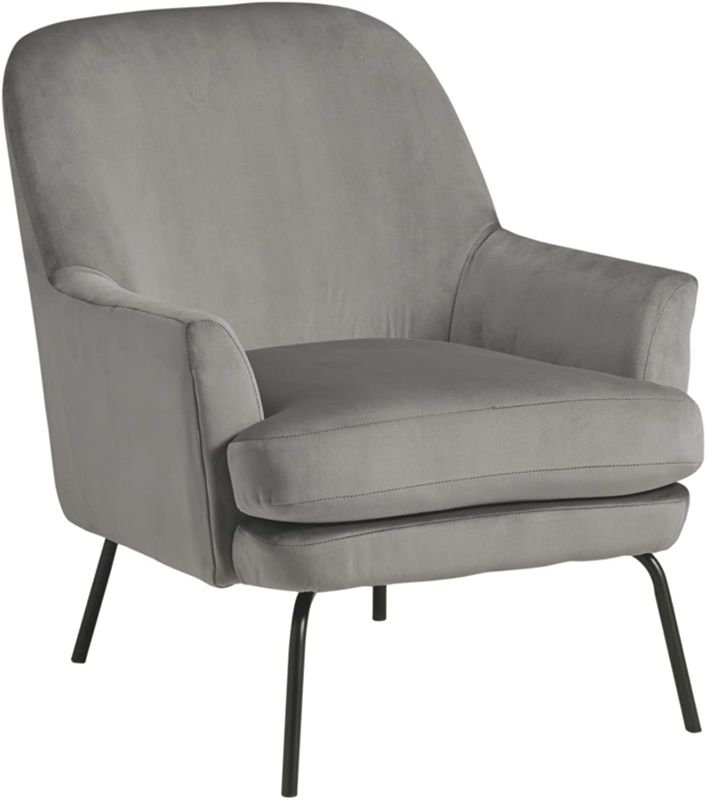 Photo 1 of Signature Design by Ashley Dericka Modern Velvet Upholstered Accent Chair, Gray
