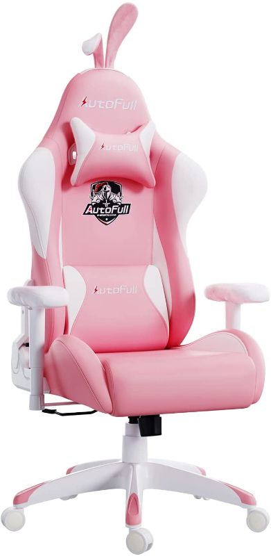 Photo 1 of ***PARTS ONLY***
AutoFull Pink Gaming PU Leather High Back Ergonomic Racing Office Desk Computer Chairs with Lumbar Support, Rabbit Ears
