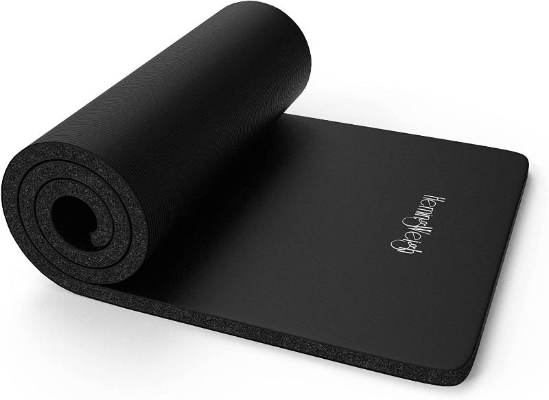 Photo 1 of  1 inch Thick Yoga Mat, Extra Thick, Non Slip Exercise Mat for Indoor and Outdoor Use, Black
