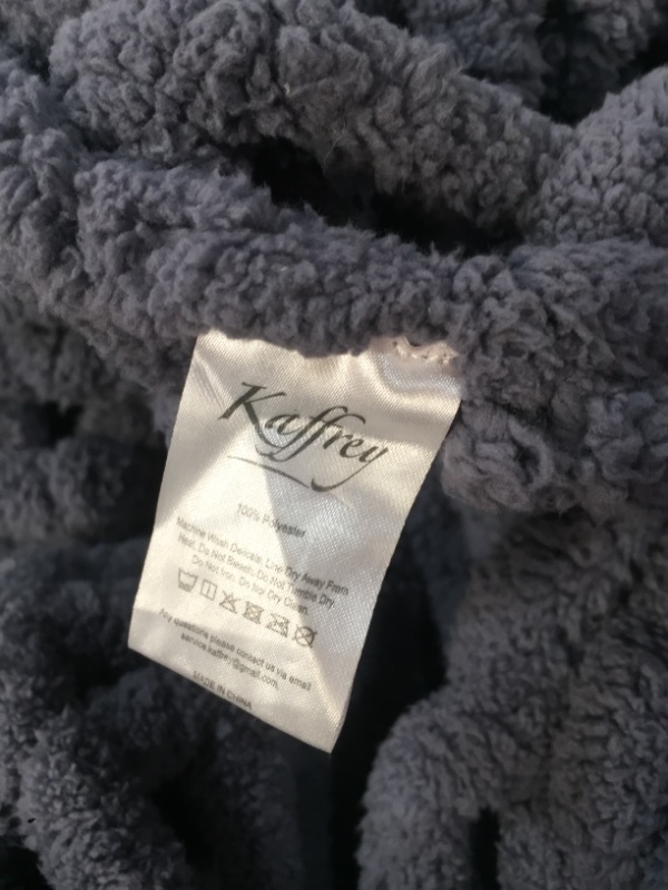 Photo 1 of **THROW IS TORN**
Chunky Knit Blanket Throw -  - Soft Knitted Blanket -Machine Washable Crochet Blanket - Handmade Cable Knit Throw Blanket for Couch, Bed (Slate Grey)

