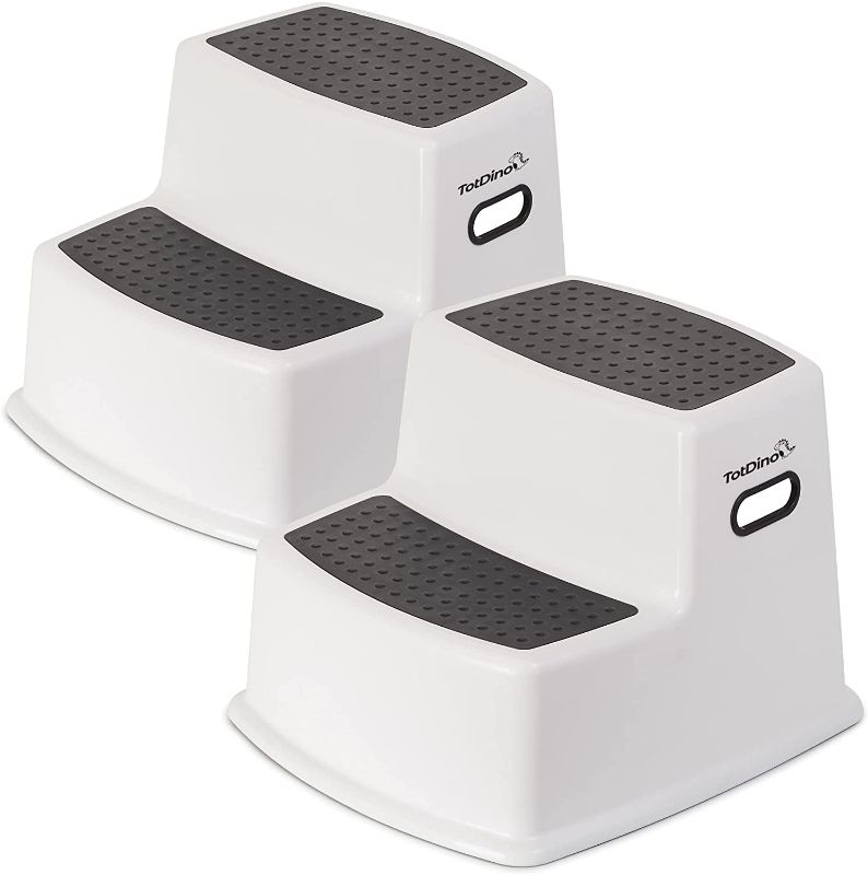 Photo 1 of *ONE STEPPING STOOL IS CRACKED*
Step Stool for Kids (2 pack), Toddler Step Stool, Kids Step Stools for Toddlers Bathroom, Slip Resistant Toddler Stepping Stool, Toddler step stool for Sink, Potty Training Step Stool - TotDino
