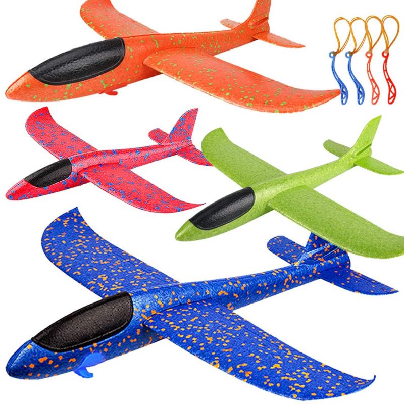 Photo 1 of 4 Pack Airplane Toys, Upgrade 17.5" Large Throwing Foam Plane, 2 Flight Mode Glider Plane, Flying Toy for Kids, Gifts for Old Boy, Outdoor Sport Toys Birthday Party Favors Foam Airplane
