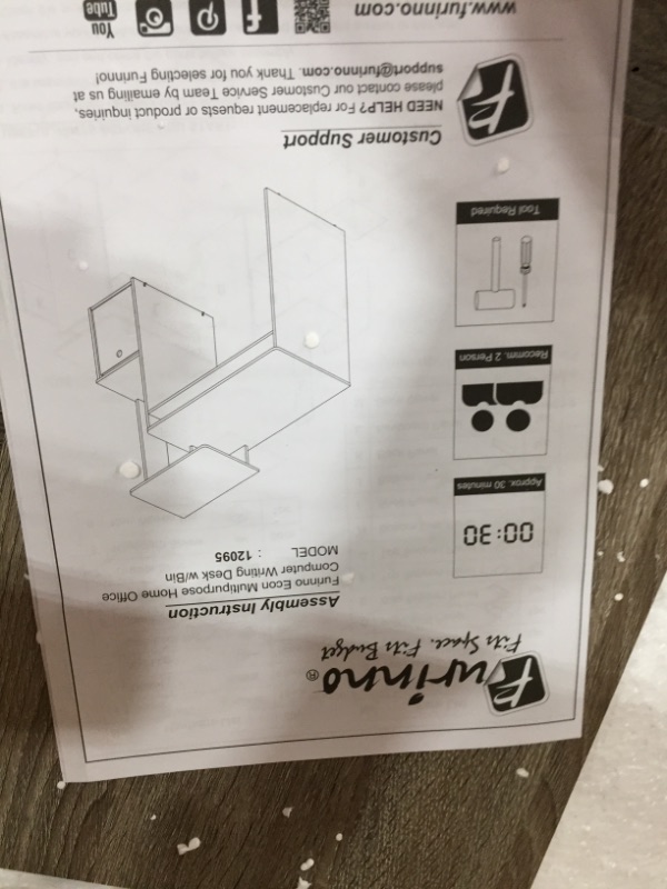 Photo 2 of **MISSING HARDWARE**ONE CORNER IS BROKEN 
FURINNO Econ Multipurpose Home Office Computer Writing Desk, French Oak Grey
