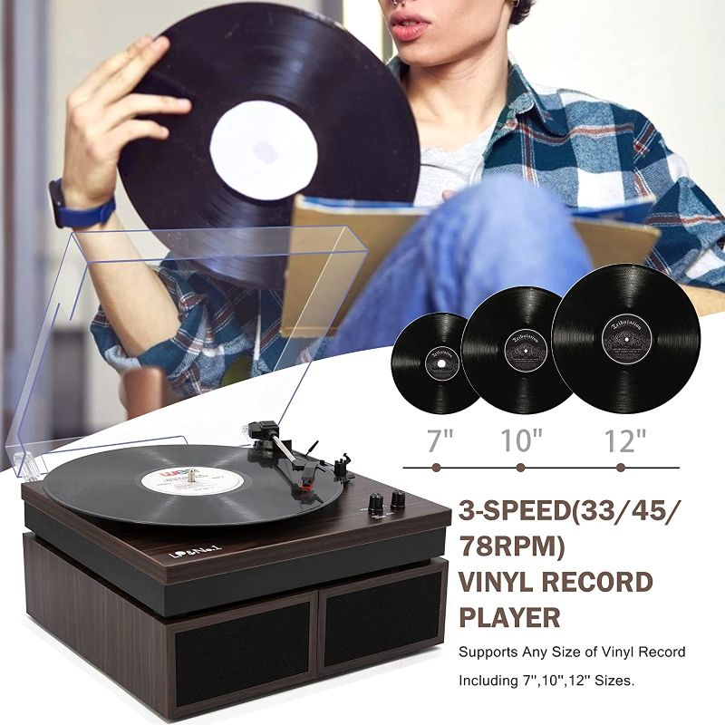 Photo 1 of **SIMILAR  TO STOCK PHOTO**
LP&No.1 Bluetooth Vinyl Record Player with External Speakers, 3-Speed Belt-Drive Turntable for Vinyl Albums with Auto Off and Bluetooth Input
