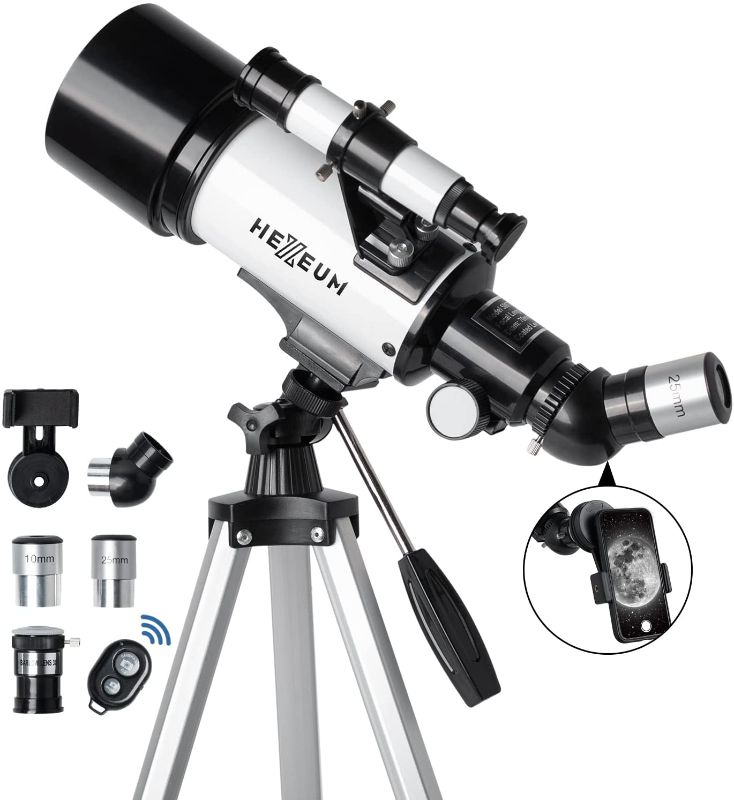 Photo 1 of **SIMILAR TO STOCK PHOTO**
Telescope for Kids & Adults - 70mm Aperture 500mm AZ Mount Fully Multi-Coated Optics Astronomical refracting Portable Telescopes, with Tripod Phone Adapter, Carrying Bag, Remote Control
